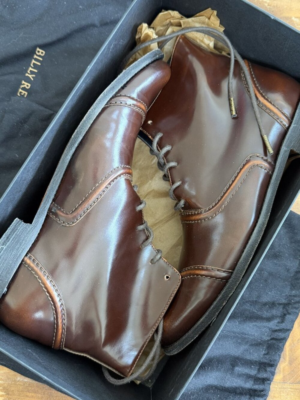 Billy Reid Brown Leather Cap-Toe Boots in Almost New Condition, Size 8 1/2